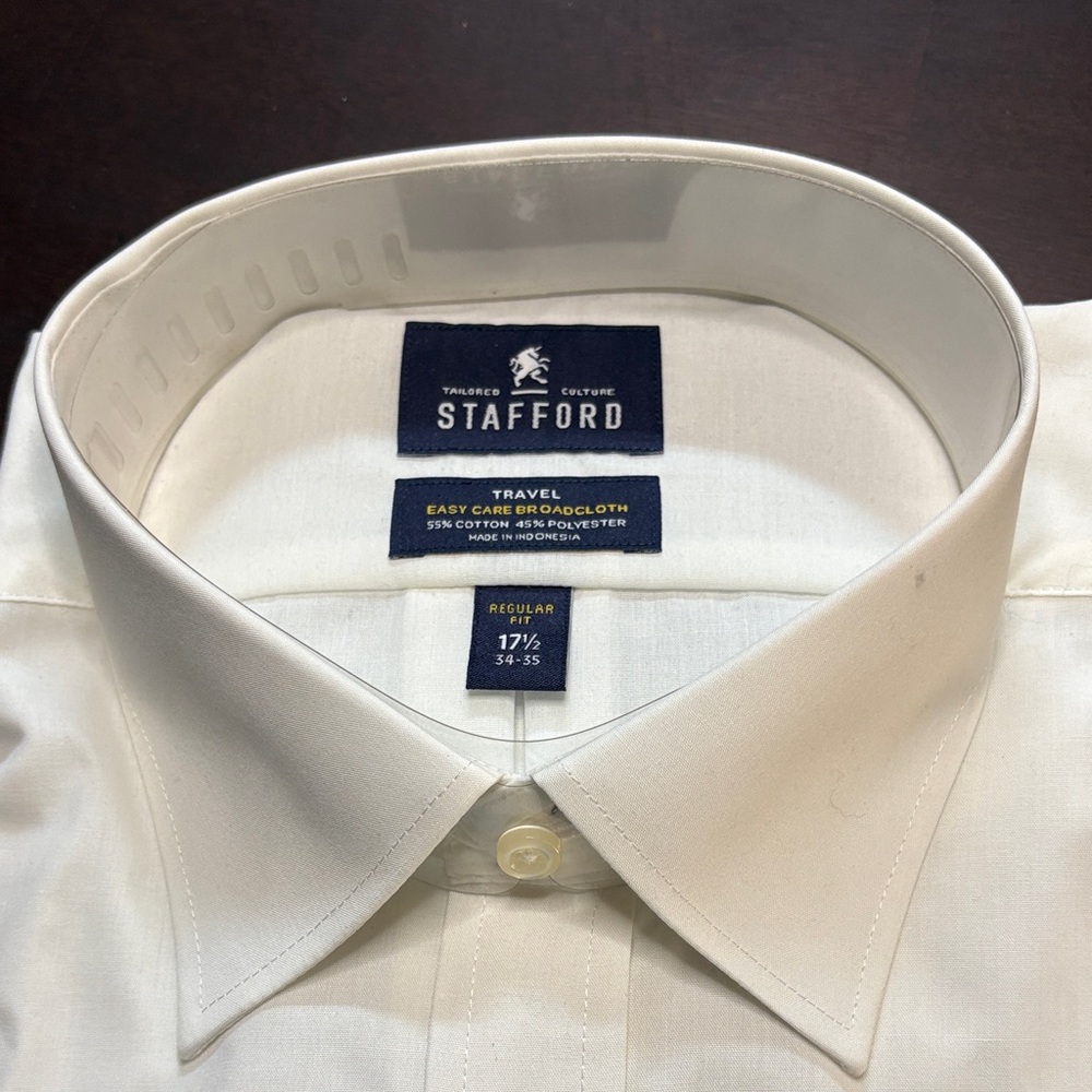 Stafford Men's Classic Ivory Dress Shirt